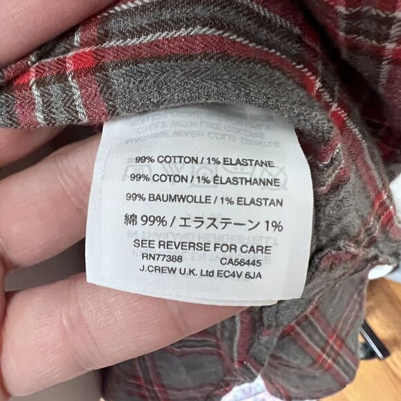 J Crew Plaid Long Sleeve Button Down Shirt Women 4T Gray Red - Picture 4 of 6